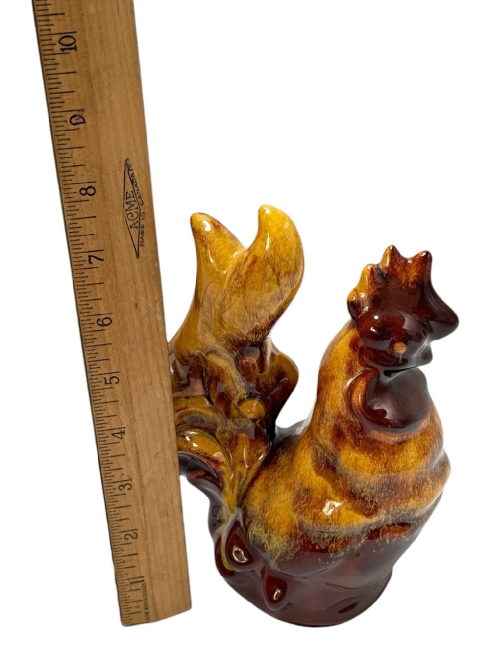 Blue Mountain‎ Pottery Glazed Ceramic Rooster Figurine Harvest Gold Drip Glaze - Picture 4 of 8